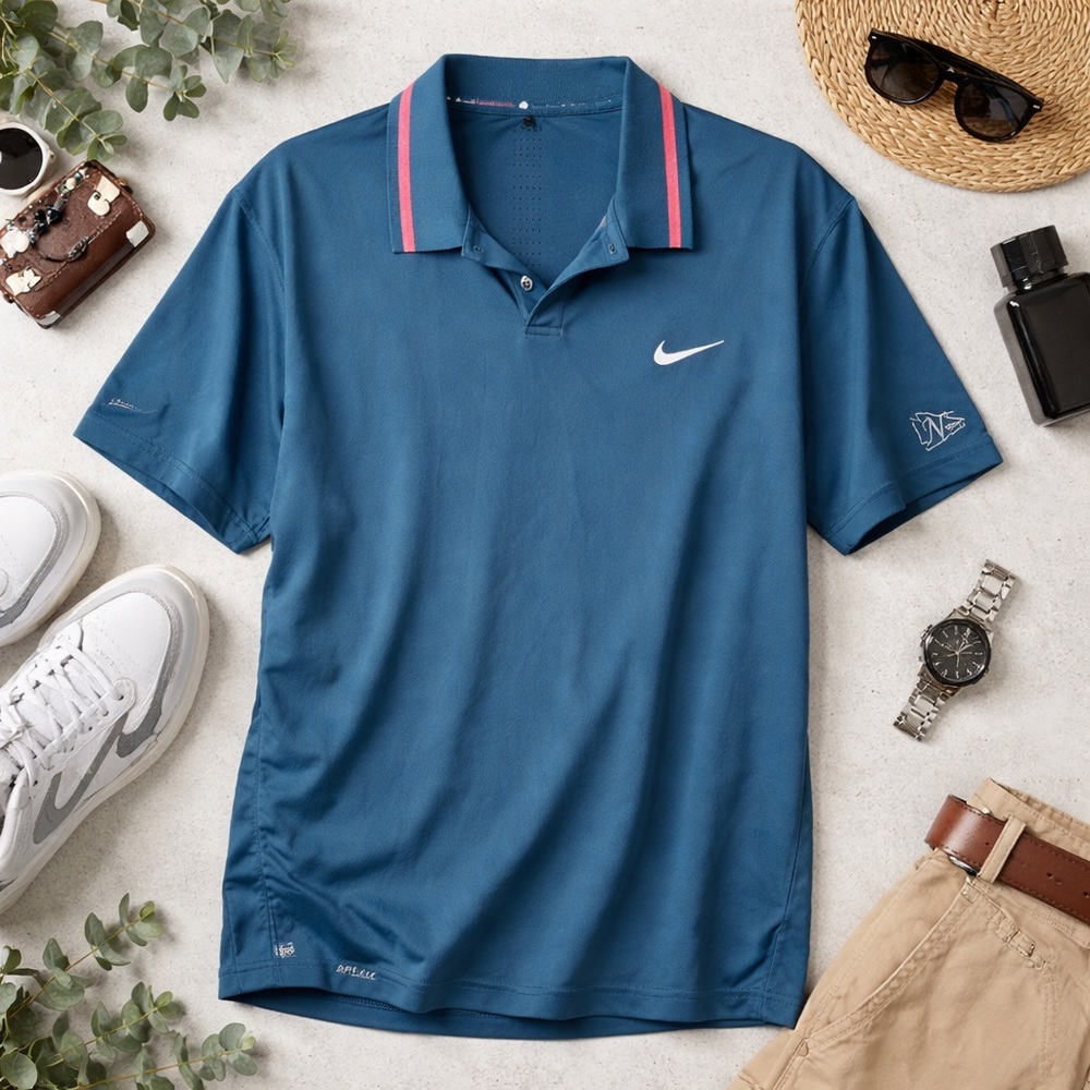 Nike Dri-FIT Performance Golf Polo | Blue Pink Stripe | Elevated Athleisure